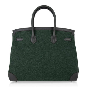 Hermes Birkin 35 Limited Edition Bi-Color Vert Anglais Feutre Vert Cypress Swift