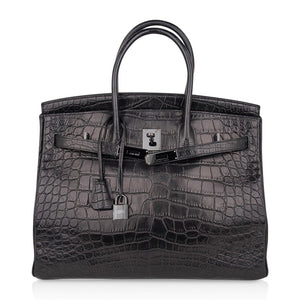 Hermes Birkin 35 Bag So Black Limited Edition Matte Black Alligator