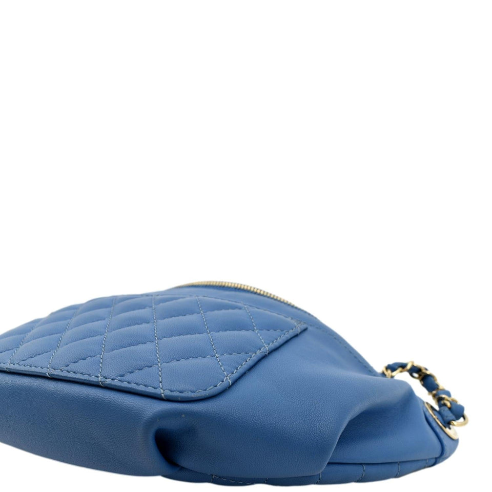 CHANEL Bi Classic Quilted Lambskin Leather Waist Bag Blue