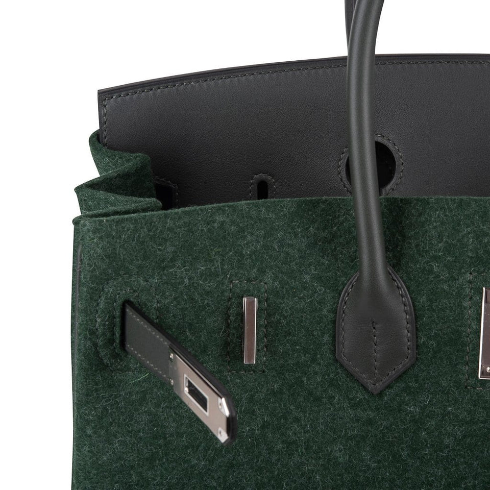 Hermes Birkin 35 Limited Edition Bi-Color Vert Anglais Feutre Vert Cypress Swift