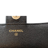 CHANEL Women 2Way Foldable Leather Satchel Crossbody Bag Black