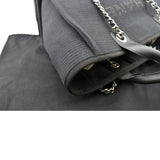 CHANEL Deauville Small Canvas Leather Tote Bag Dark Blue