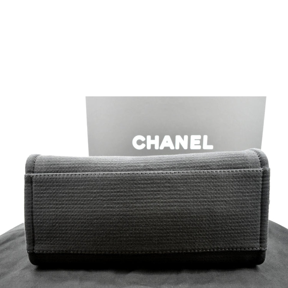 CHANEL Deauville Small Canvas Leather Tote Bag Dark Blue