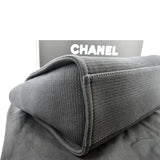 CHANEL Deauville Small Canvas Leather Tote Bag Dark Blue