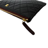 CHANEL Leather O-Case Zip Pouch Black