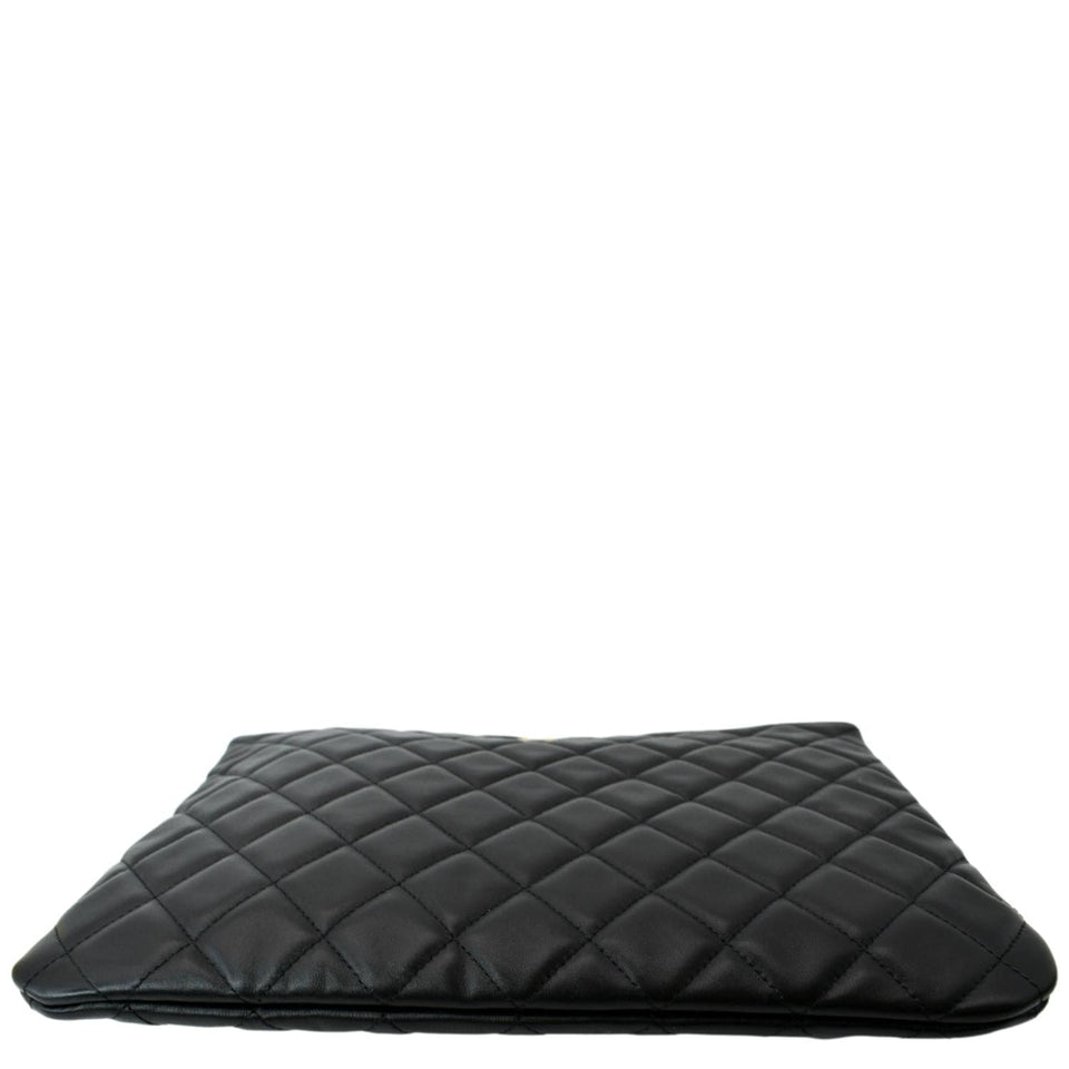 CHANEL Leather O-Case Zip Pouch Black
