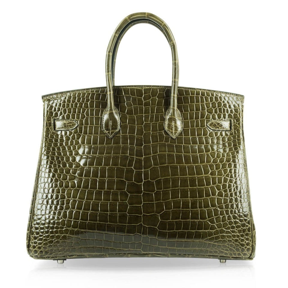 Hermes Birkin 35 Bag Vert Veronese Porosus Crocodile Palladium Hardware