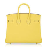 Hermes Birkin 25 Bag Lime Gold Hardware Swift Leather