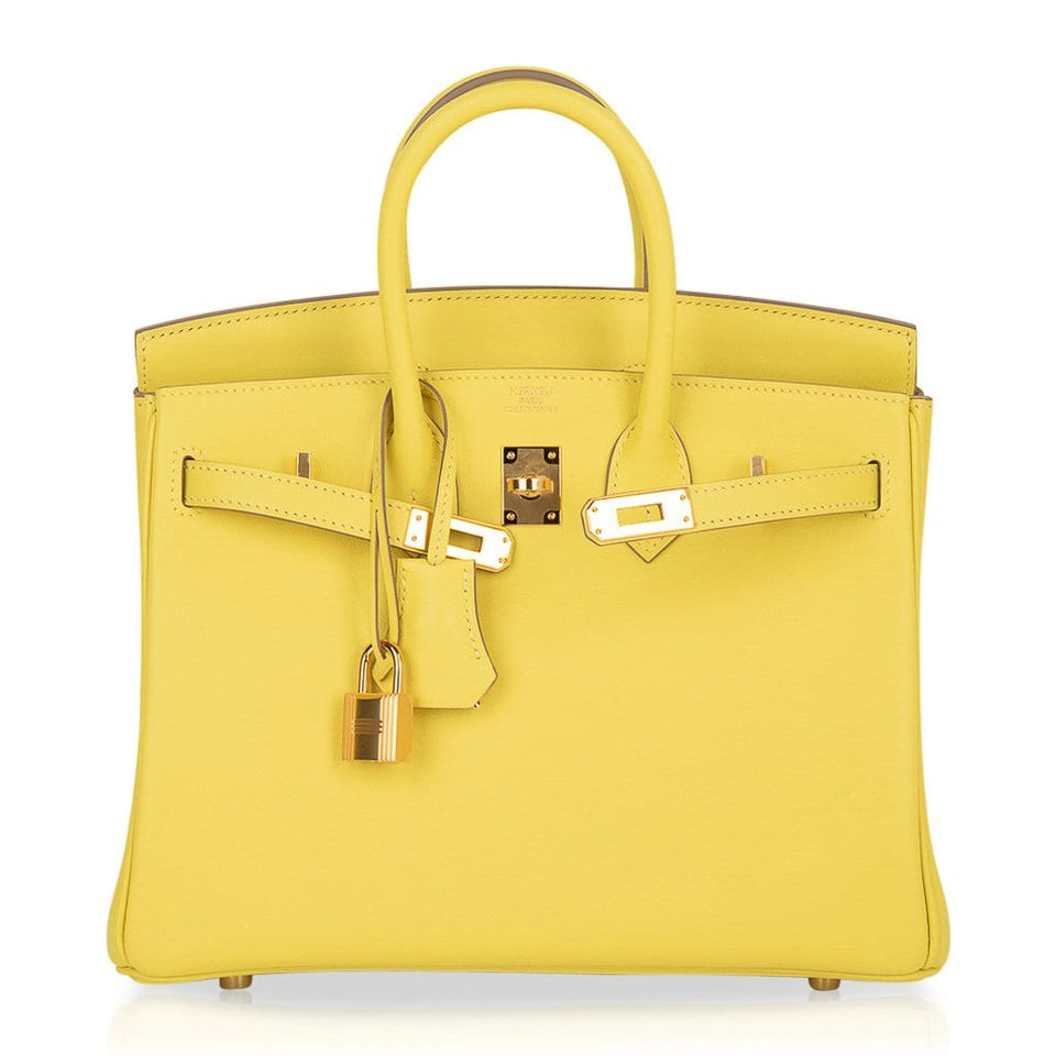 Hermes Birkin 25 Bag Lime Gold Hardware Swift Leather