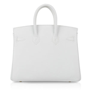 Hermes Birkin 25 HSS Bag White Clemence Gold Hardware