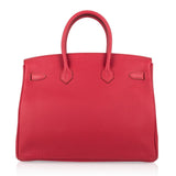 Hermes Birkin 35 Bag Vermillion Red Togo Leather with Gold Hardware