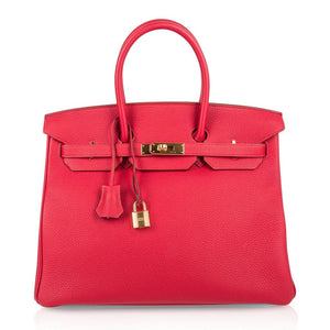 Hermes Birkin 35 Bag Vermillion Red Togo Leather with Gold Hardware