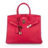 Hermes Birkin 35 Bag Vermillion Red Togo Leather with Gold Hardware