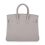 Hermes Birkin 25 Bag Gris Asphalte Novillo Leather Gold Hardware