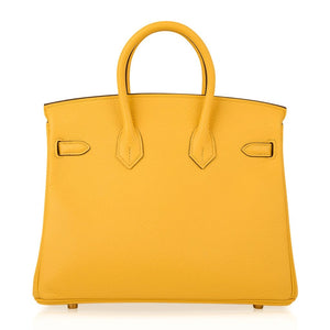 Hermes Birkin 25 Bag Jaune de Naples Novillo Gold Hardware