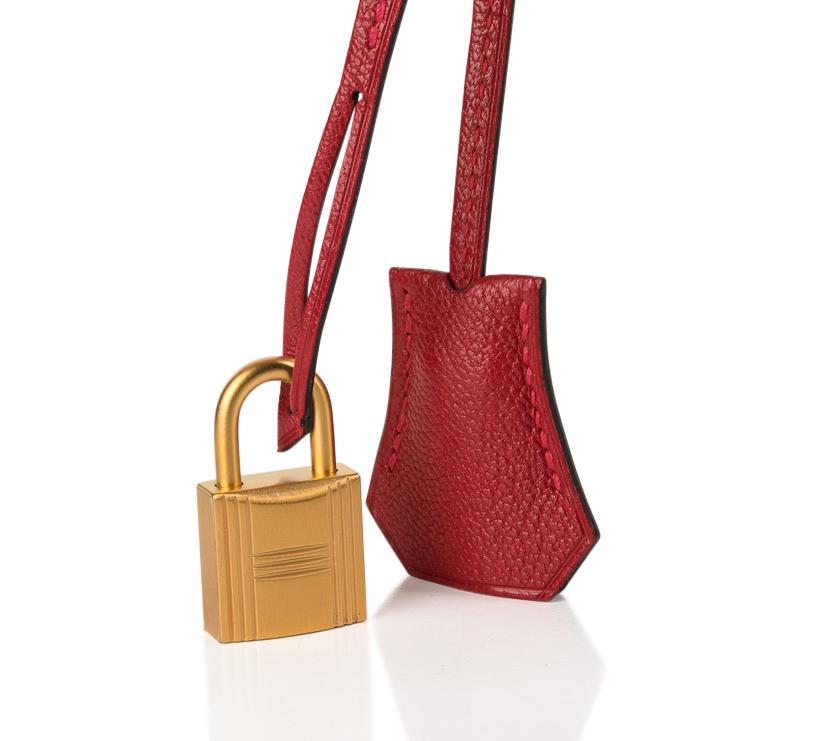 Hermes Birkin HSS 25 Bag Noir / Rouge Casaque Chevre Brushed Gold Hardware