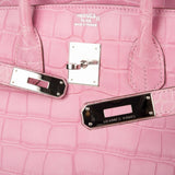 Hermes Limited Edition Birkin 35 Bag 5P Pink Matte Alligator with Palladium Hardware