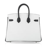 Hermes Birkin HSS 25 Bag White w/ Black Brushed Palladium Hardware