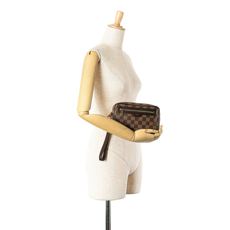 Brown Louis Vuitton Damier Ebene Pochette Billets Macao Clutch Bag
