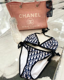CHRISTIAN DIOR OBLIQUE TWO PIECE BIKINI SWIMSUIT