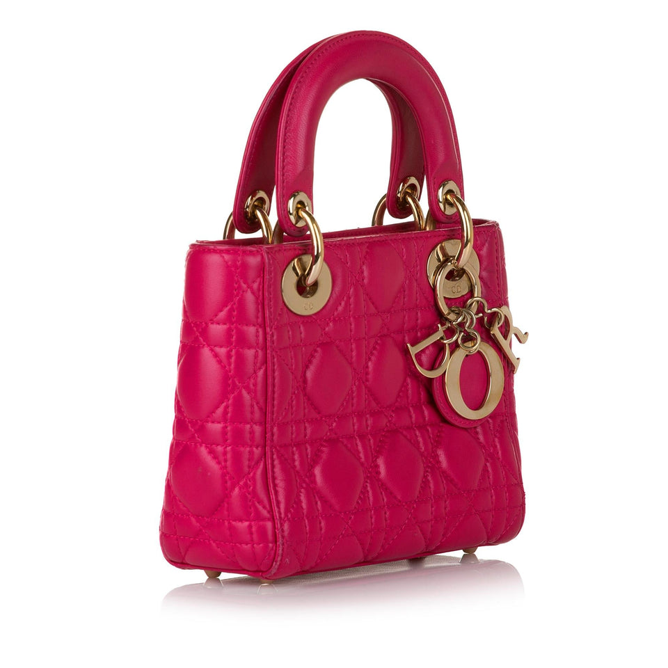 Dior Cannage Lady Dior Lambskin Leather Satchel (SHG-32440)