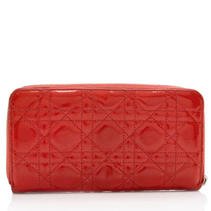 Dior Cannage Patent Leather Zip Wallet (SHF-18377)