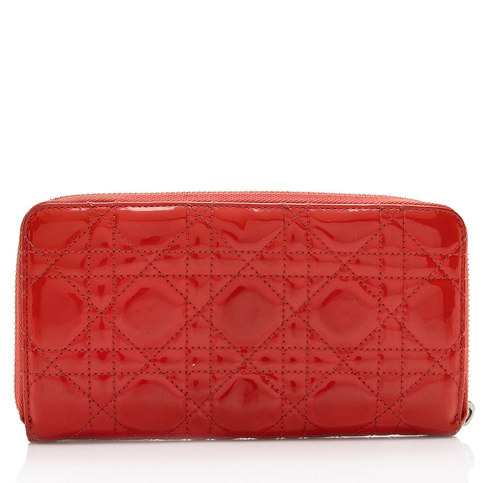 Dior Cannage Patent Leather Zip Wallet (SHF-18377)