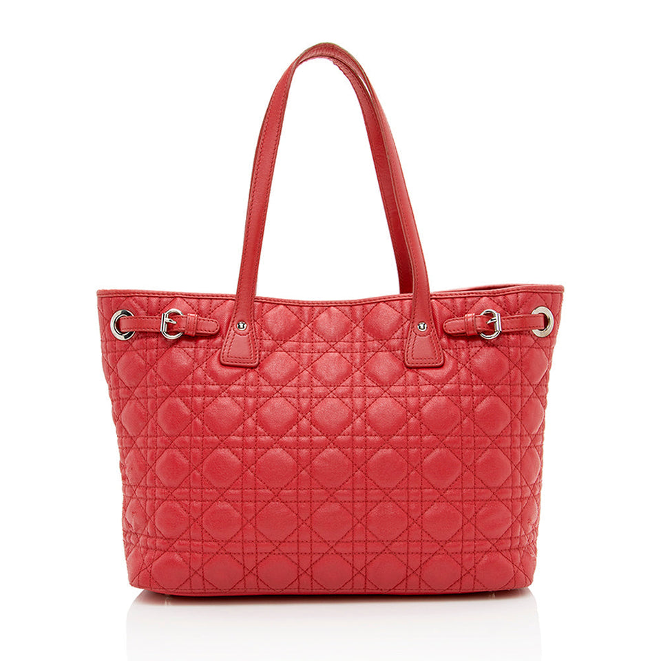 Dior Cannage Quilted Coated Canvas Panarea Medium Tote (SHF-14699)