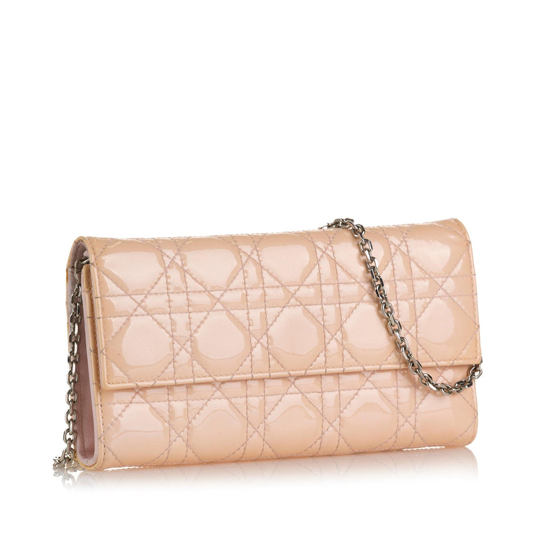 Dior Lady Dior Cannage Patent Wallet On Chain (SHG-WBRSVz)