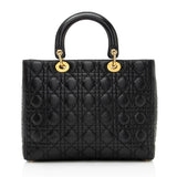 Dior Lambskin Lady Dior Large Tote (SHF-20974)