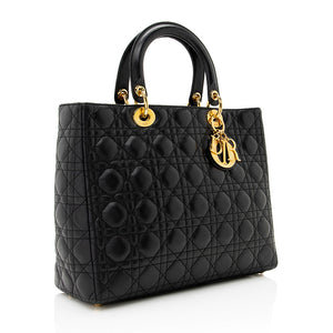 Dior Lambskin Lady Dior Large Tote (SHF-20974)