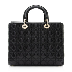 Dior Lambskin Lady Dior Large Tote (SHF-9gavwy)