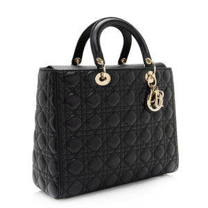 Dior Lambskin Lady Dior Large Tote (SHF-9gavwy)