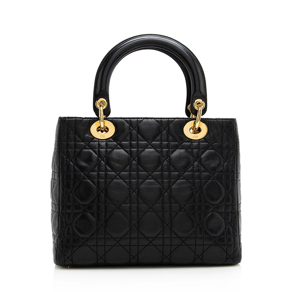 Dior Lambskin Lady Dior Medium Tote (SHF-20903)