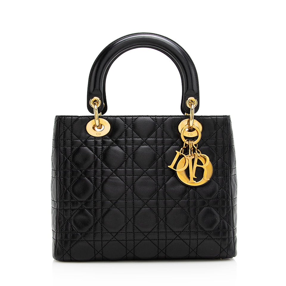 Dior Lambskin Lady Dior Medium Tote (SHF-20903)