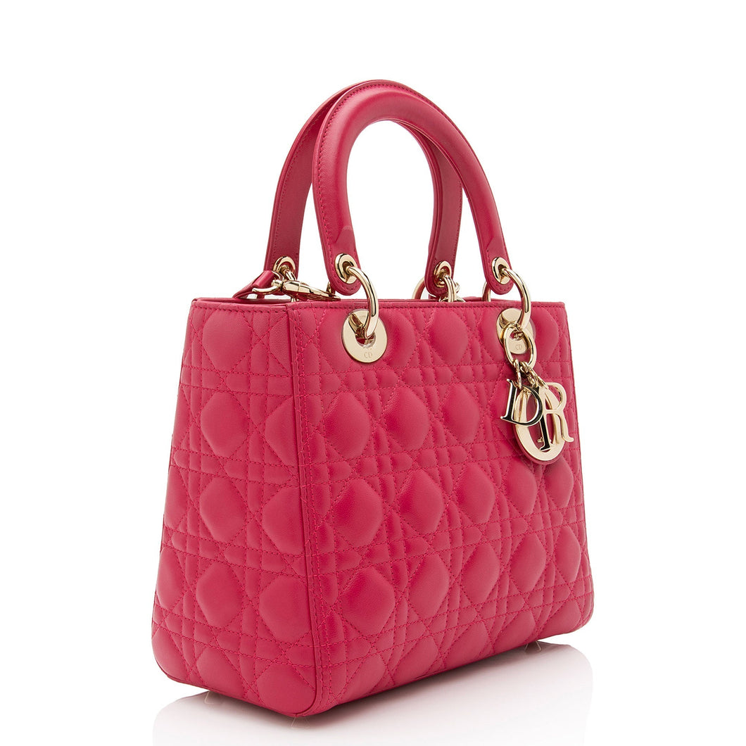 Dior Lambskin Lady Dior Medium Tote (SHF-kYzD71)