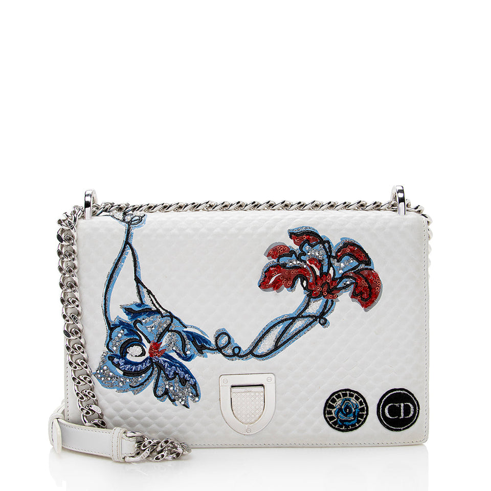 Dior Leather Embroidered Diorama Flap Shoulder Bag (SHF-17631)