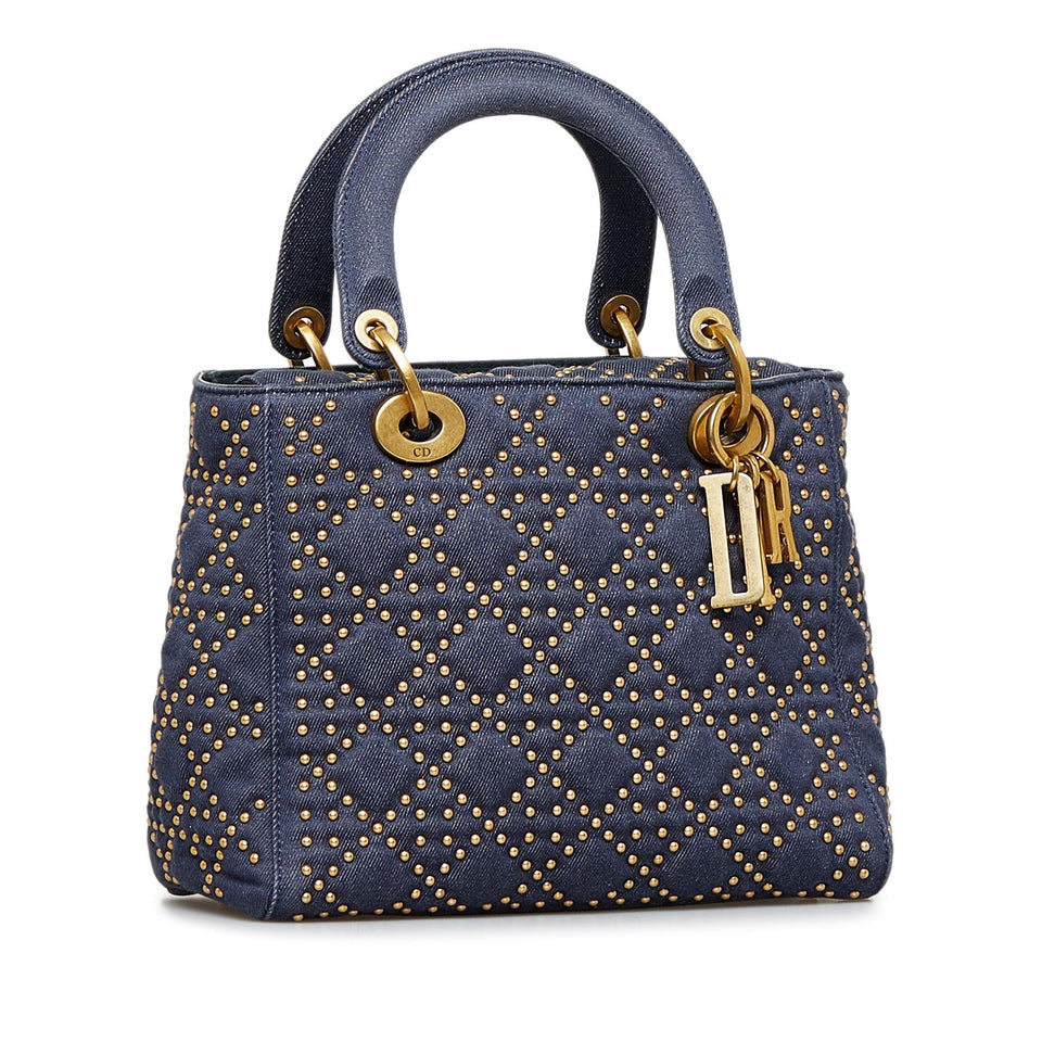 Dior Medium Studded Denim Supple Lady Dior (SHG-ol1tg3)