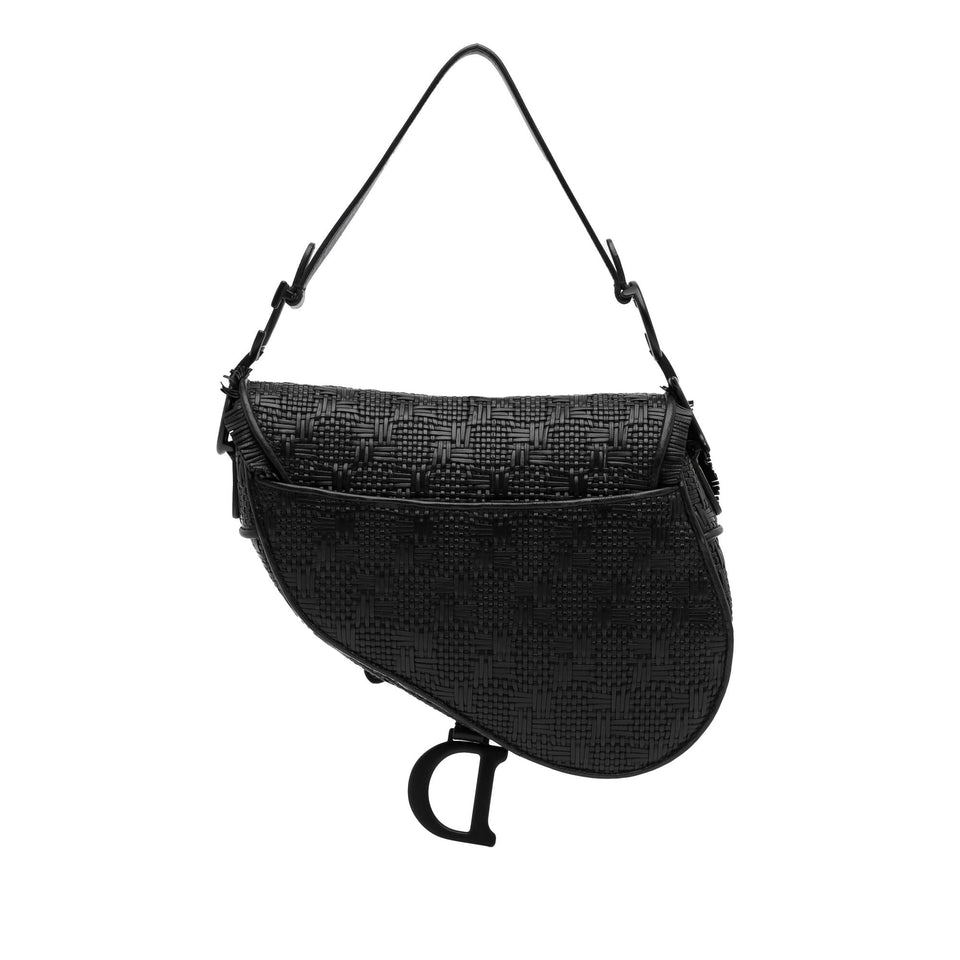 Dior Medium Ultramatte Woven Saddle Bag (SHG-B1s217)