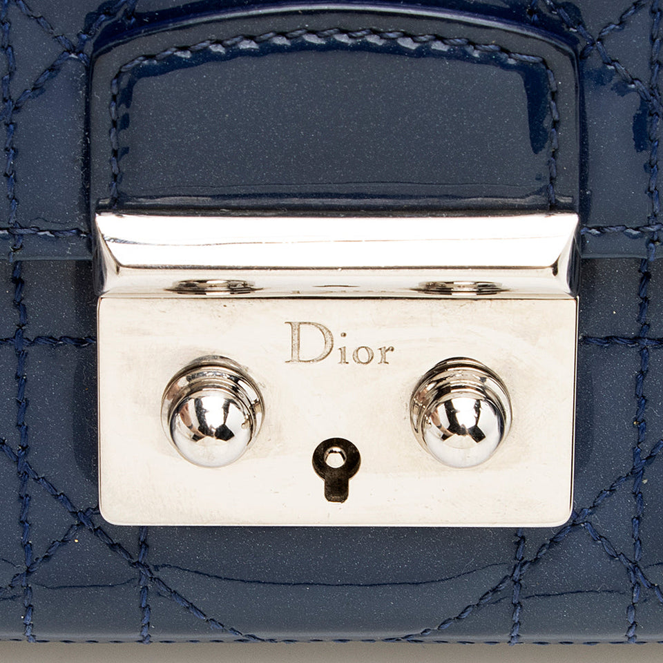 Dior Patent Leather Cannage Wallet on Chain Bag (SHF-19380)