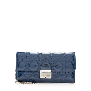 Dior Patent Leather Cannage Wallet on Chain Bag (SHF-19380)