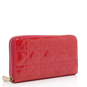 Dior Patent Leather Cannage Zip Around Wallet (SHF-lypqwi)