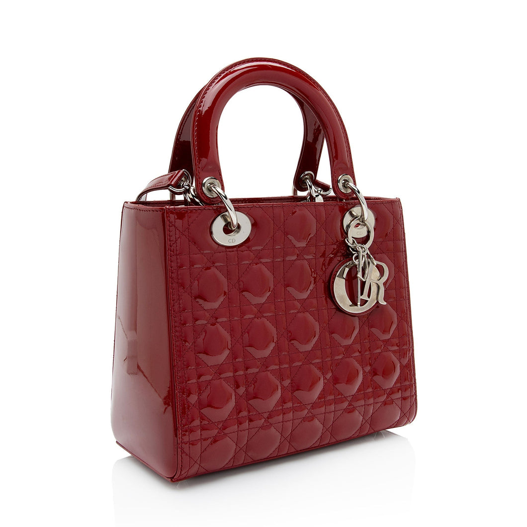 Dior Patent Leather Lady Dior Medium Tote (SHF-oTNfYB)