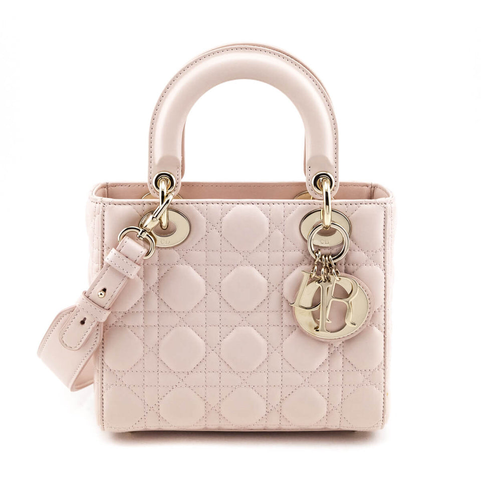 Dior Blush Pink Quilted Lambskin Cannage Lucky Badges Small Lady Dior Bag
