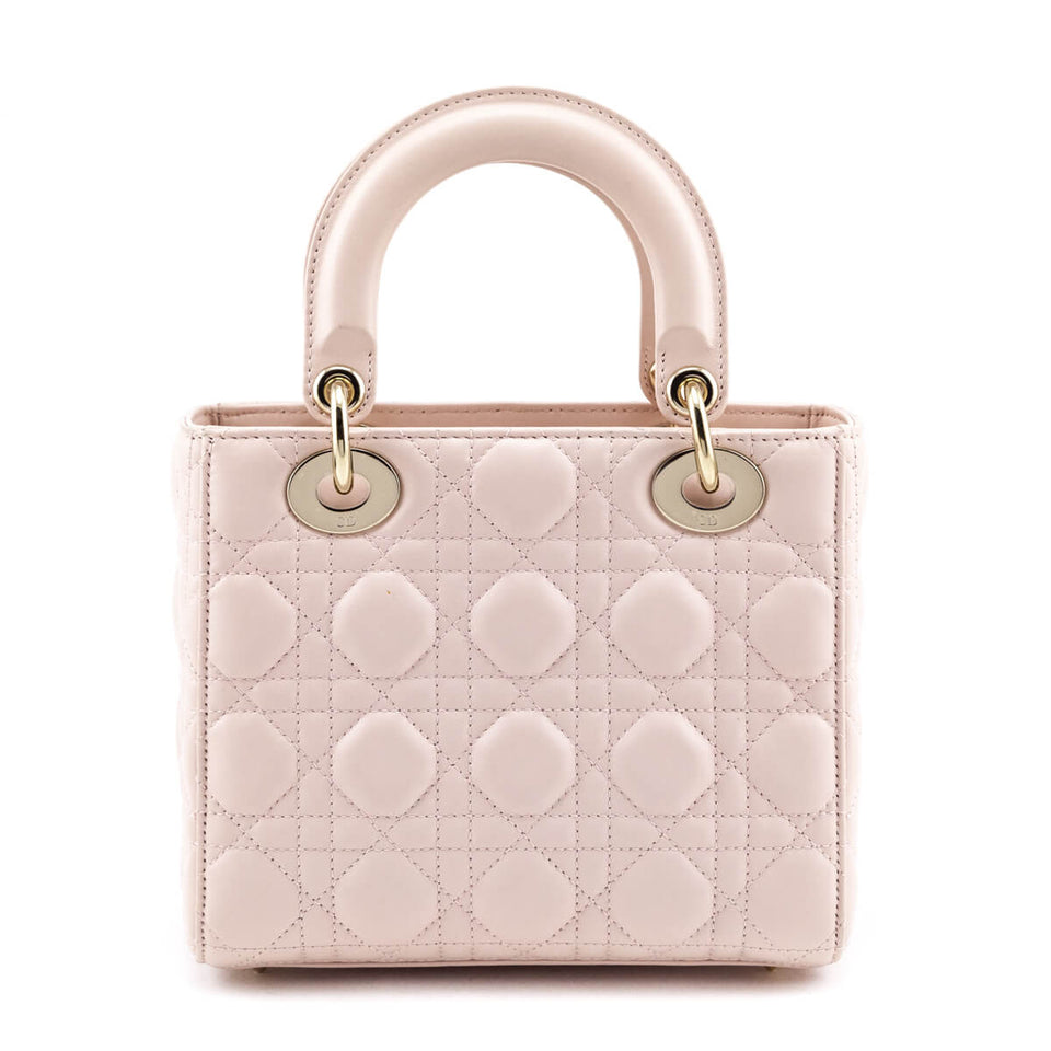 Dior Blush Pink Quilted Lambskin Cannage Lucky Badges Small Lady Dior Bag