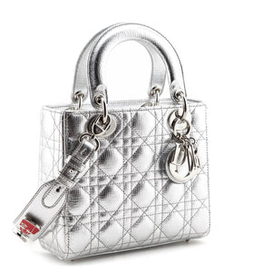 Dior Silver Cannage Cruise 2017 Collection Small Lady Dior Bag