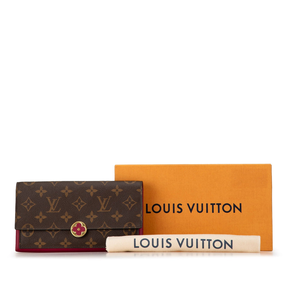 Brown Louis Vuitton Monogram Flore Long Wallet