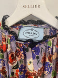 Prada Purple & Red Floral Long Sleeve Maxi Dress with Belt Detail Size IT 40 (UK 8)