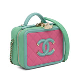 Chanel CC Filigree Vanity Case Pink Caviar Gold