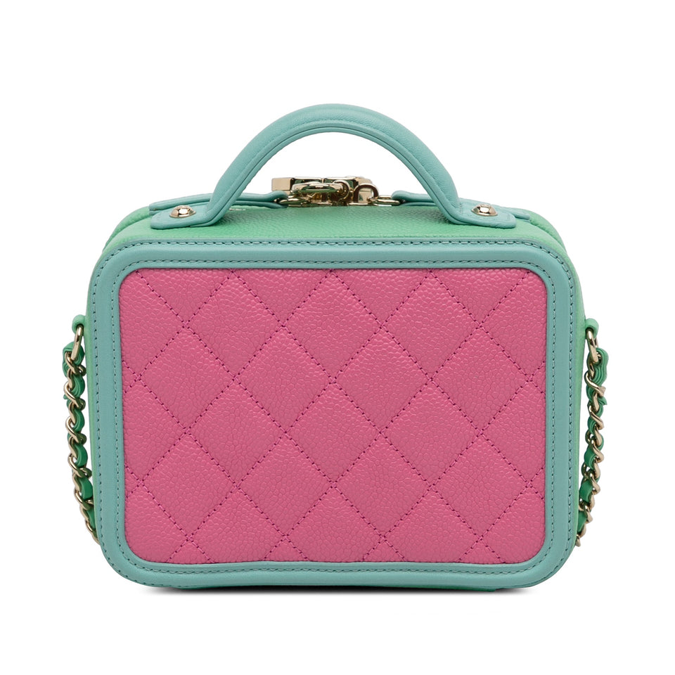 Chanel CC Filigree Vanity Case Pink Caviar Gold